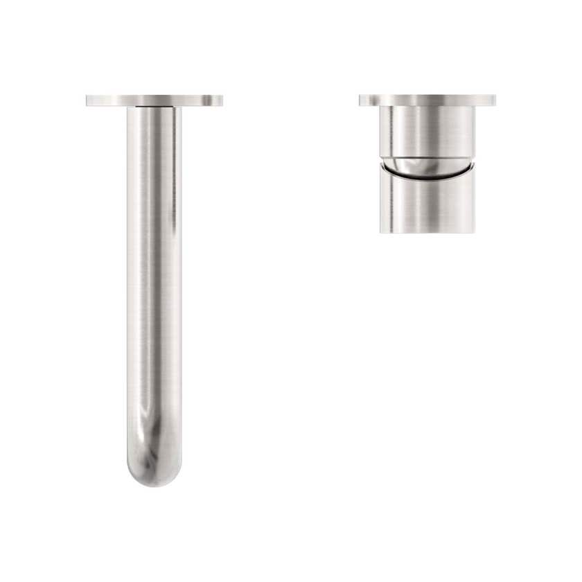 Nero Mecca Wall Basin/Bath Mixer with Separate Back Plate Brushed Nickel 230mm