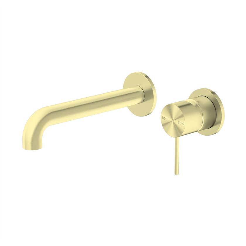 Nero Mecca Wall Basin/Bath Mixer with Separate Back Plate Brushed Gold 230mm