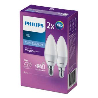 Philips Globe LED Candle 5W SES 470LM Cool Daylight - 2 Pack