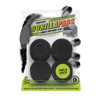 Slipstick Gorilla Gripper Pads Peel & Stick Round Black/Brown 1-1/2" 38mm