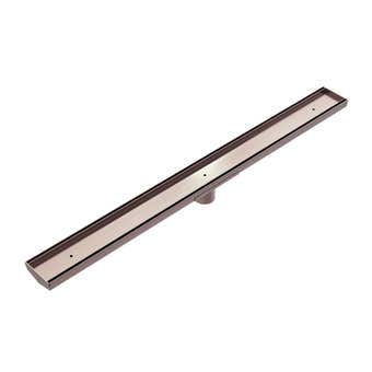 Nero Tile Insert V Channel Floor Grate with Hole Saw Brushed Bronze 50mm