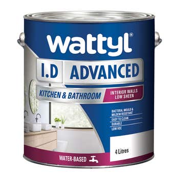 Wattyl I.D Advanced Kitchen & Bathroom Low Sheen White 4L