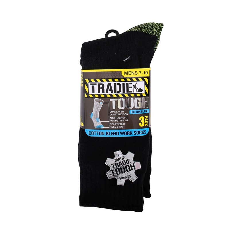 Tradie Sock Cotton Black Fluro - 3 Pack