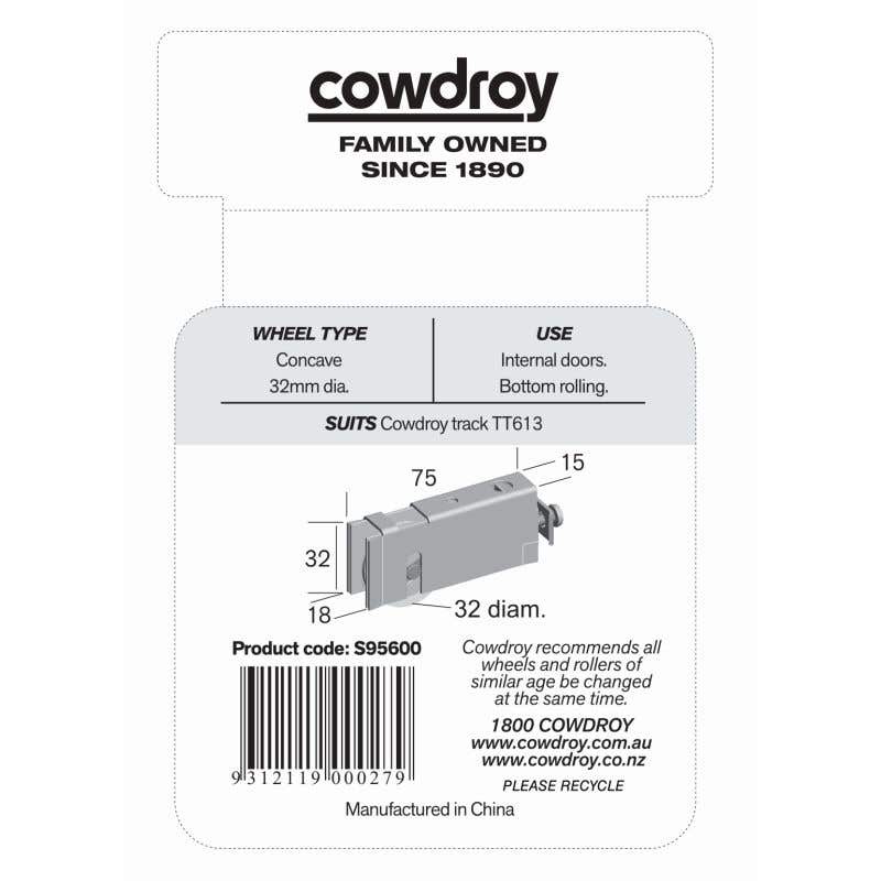 Cowdroy 32mm Sliding Door Concave Wheel Sheave 2 Pack