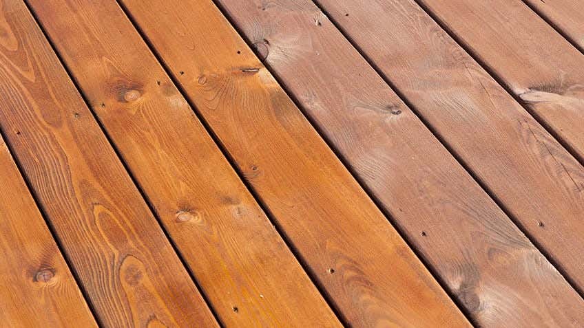 a deck with different types of coatings