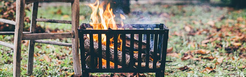 A brazier in a backyard