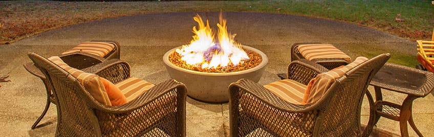 A fire-pit in a backyard