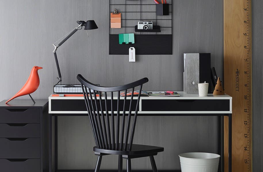  study room with black furniture 