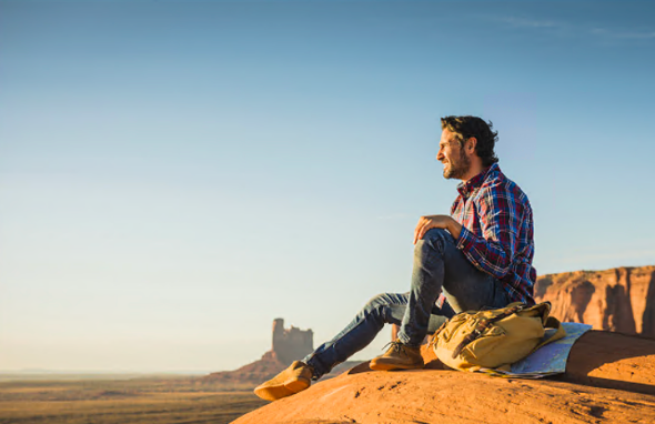 man seeing through horizon